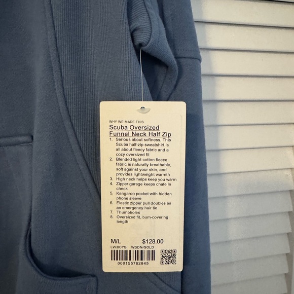 Lululemon Scuba Oversized Funnel-Neck Half Zip Long Washed Denim Gold M/L - Picture 5 of 8